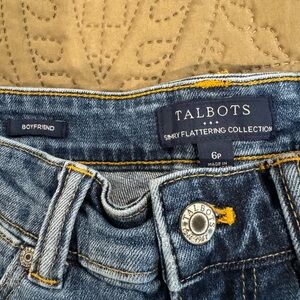 Talbots Boyfriend Jeans - Medium Blue Denim with Yellow Stitching